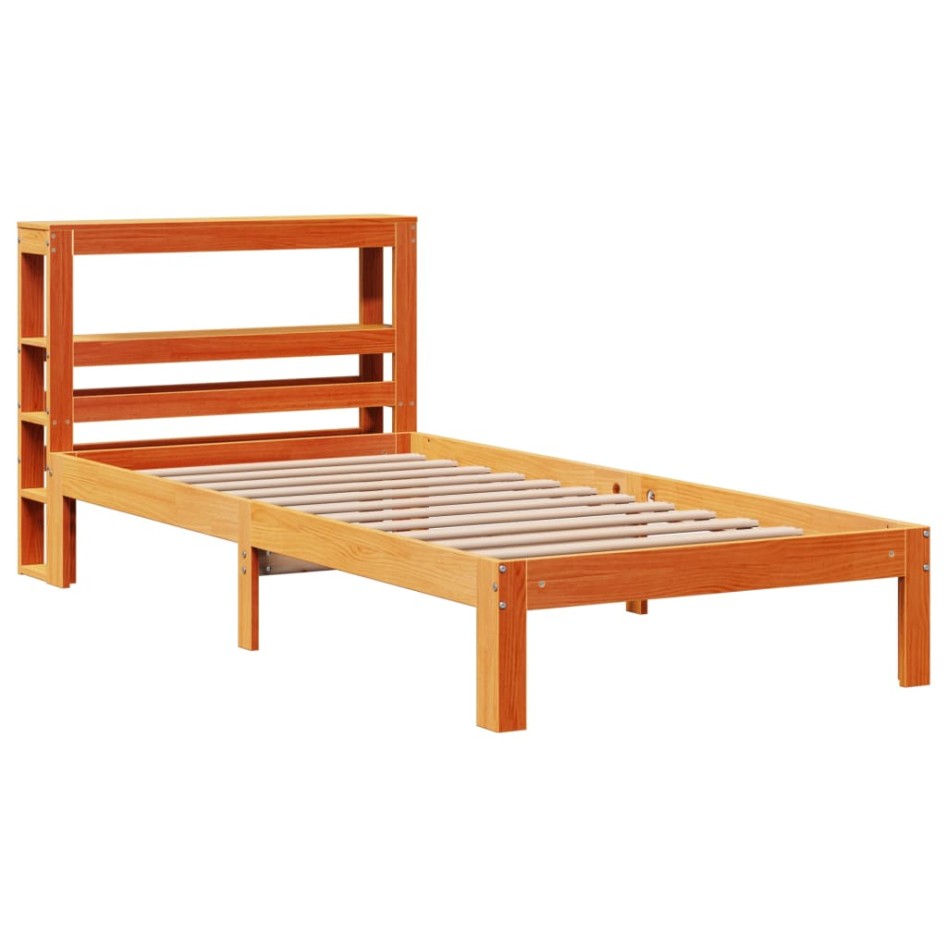 Estructura de cama sin colchón madera maciza marrón 75x190