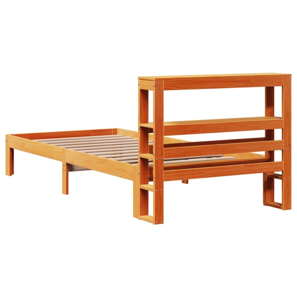 Estructura de cama sin colchón madera maciza marrón 75x190