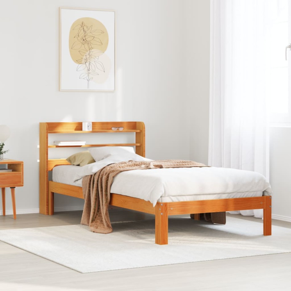 Estructura de cama sin colchón madera de pino marrón 90x200