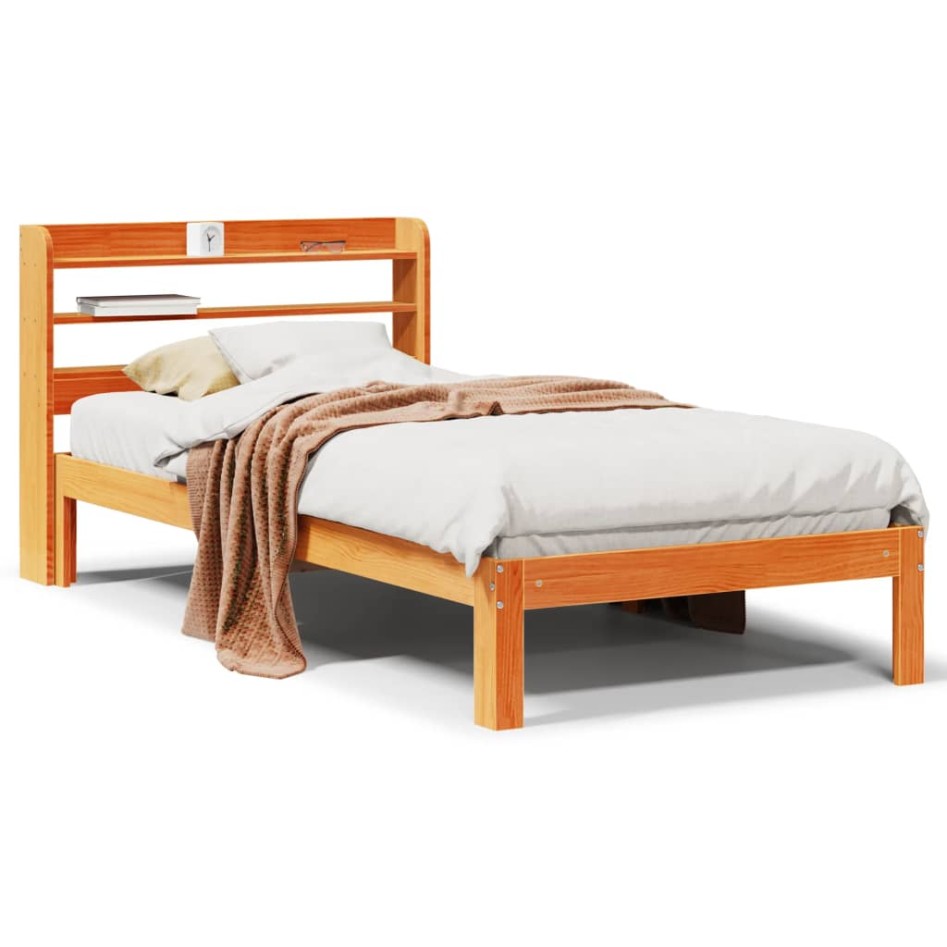 Estructura de cama sin colchón madera de pino marrón 90x200