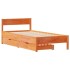 Cama sin colchón madera maciza de pino marrón cera 100x200