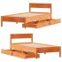 Cama sin colchón madera maciza de pino marrón cera 100x200