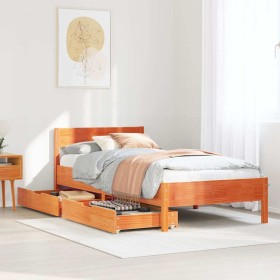 Estructura de cama sin colchón madera de pino marrón 90x200
