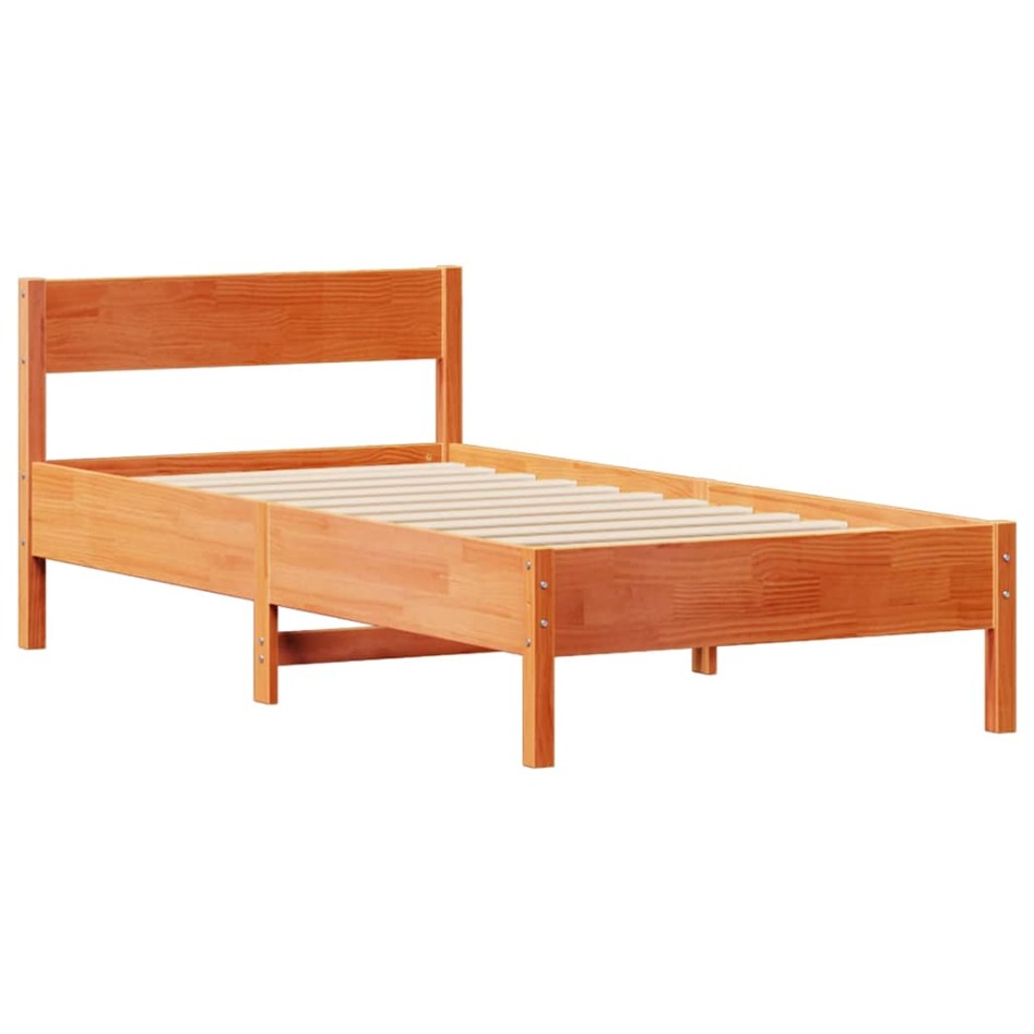 Estructura de cama sin colchón madera de pino marrón 90x200