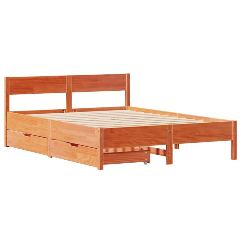 Estructura de cama sin colchón madera maciza marrón 120x190