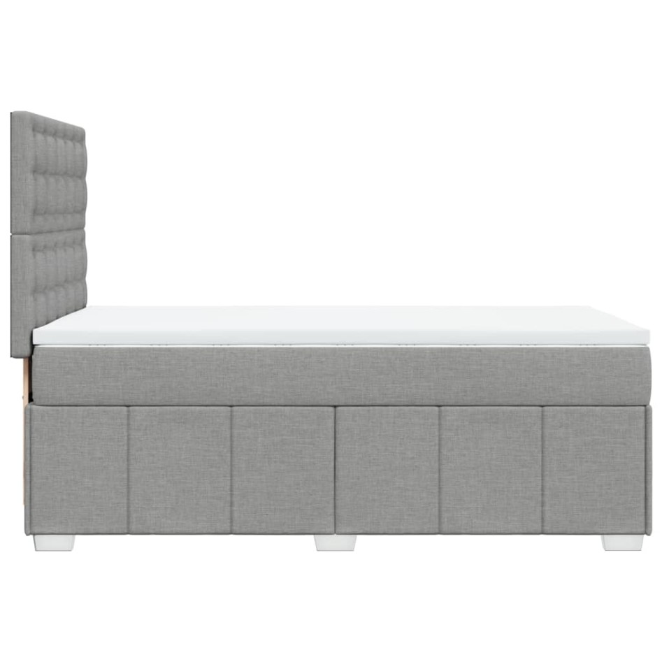 Cama box spring con colchón tela gris claro 90x190