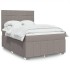 Cama box spring con colchón tela gris taupe 140x190