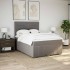 Cama box spring con colchón tela gris taupe 140x190