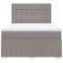 Cama box spring con colchón tela gris taupe 140x190
