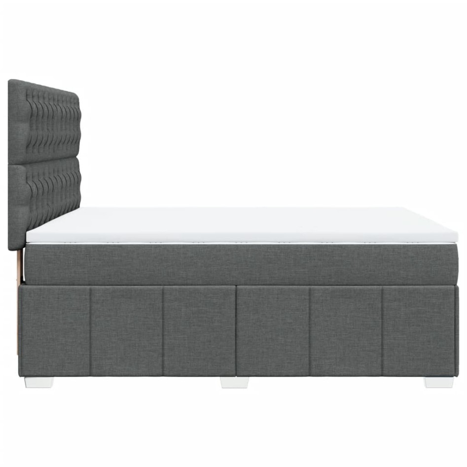 Cama box spring con colchón tela gris oscuro 140x190