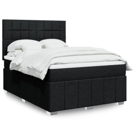 Cama box spring con colchón tela negro 140x190