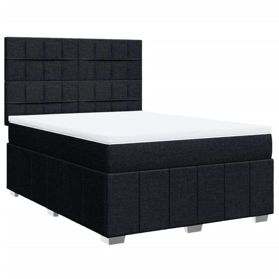 Cama box spring con colchón tela negro 140x190