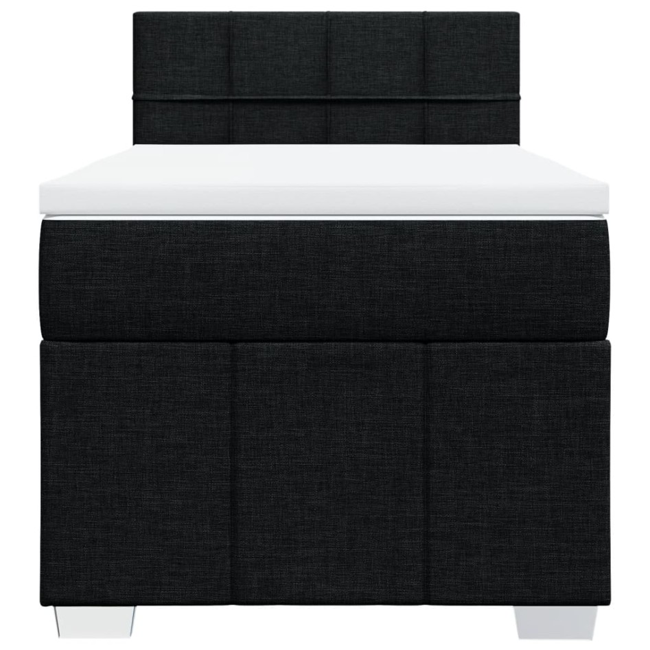 Cama box spring con colchón tela negro 100x200