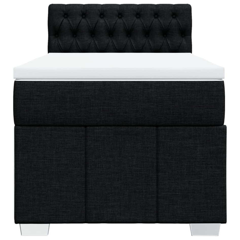 Cama box spring con colchón tela negro 100x200