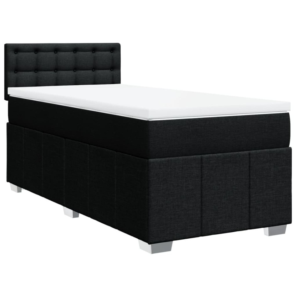 Cama box spring con colchón tela negro 100x200