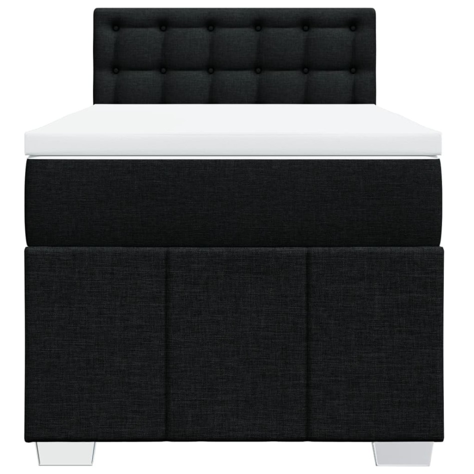 Cama box spring con colchón tela negro 100x200