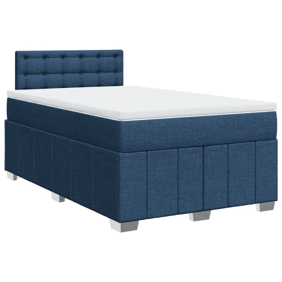 Cama box spring con colchón tela azul 120x190