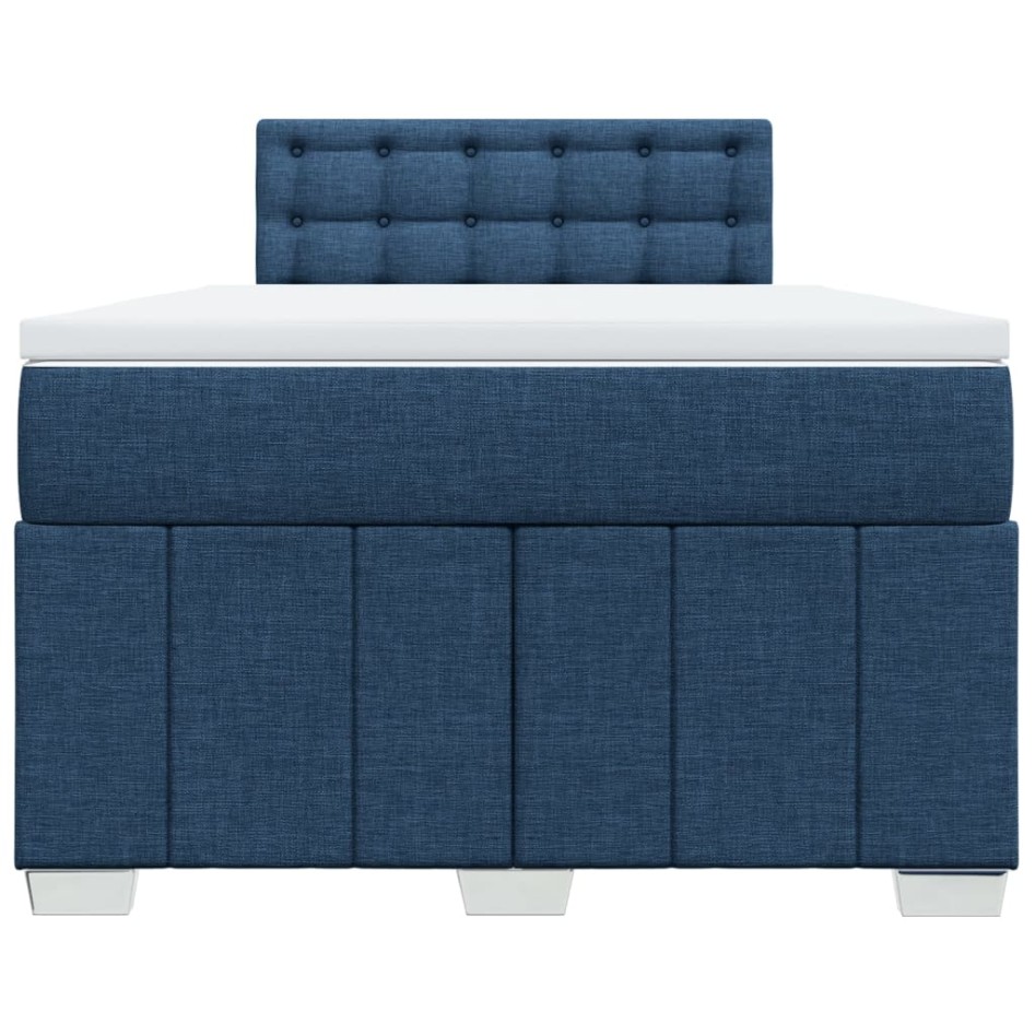 Cama box spring con colchón tela azul 120x190