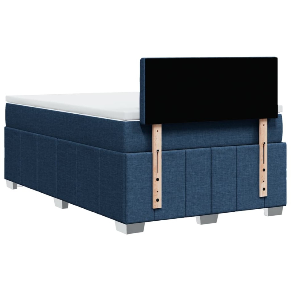 Cama box spring con colchón tela azul 120x190