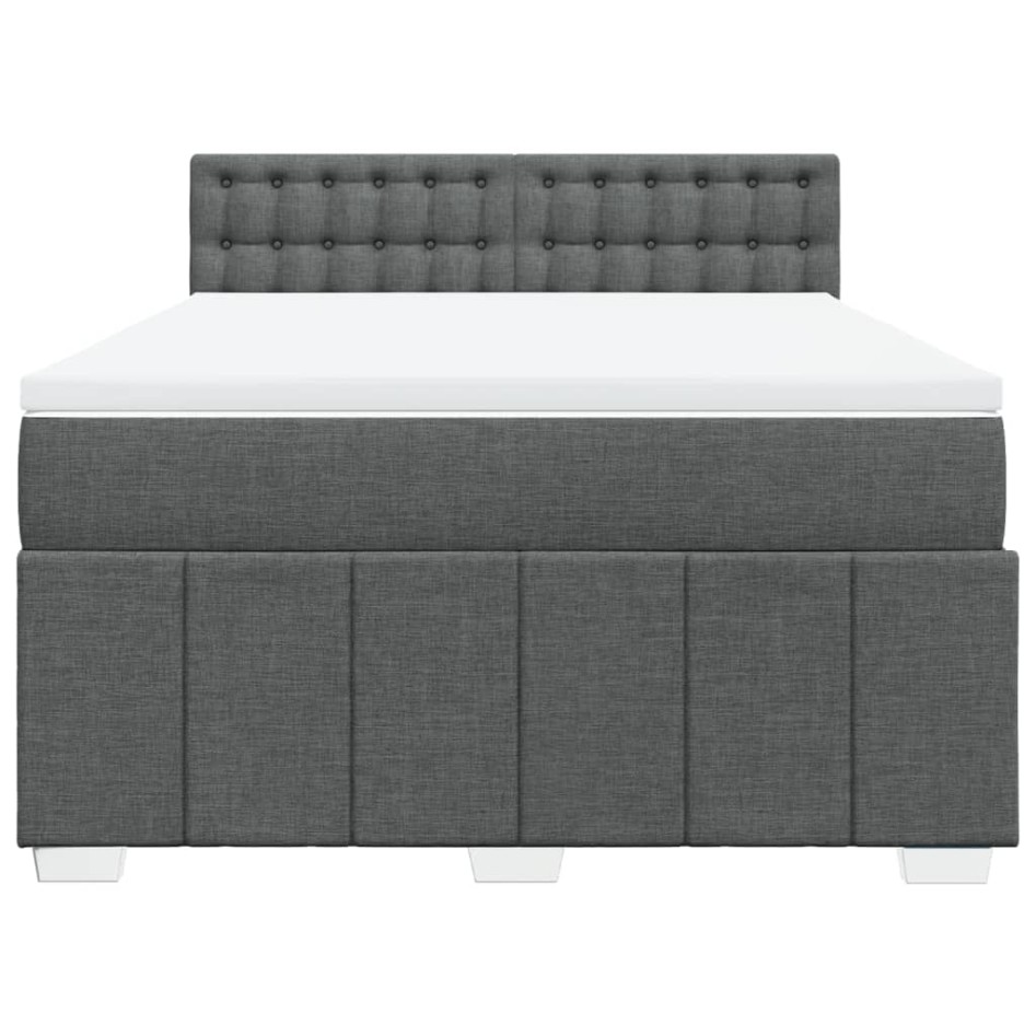 Cama box spring con colchón tela gris oscuro 140x190