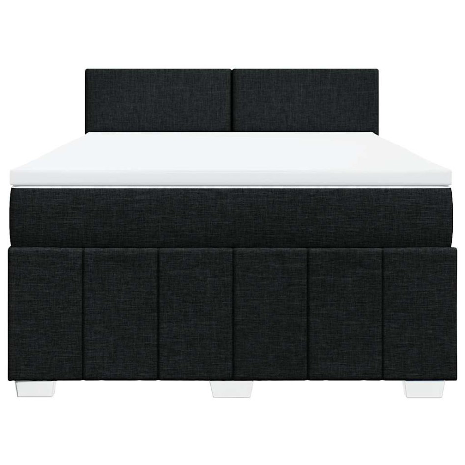 Cama box spring con colchón tela negro 140x200