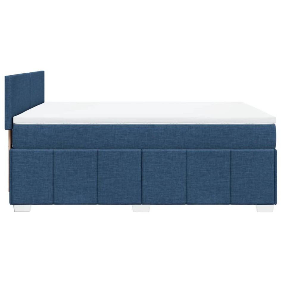 Cama box spring con colchón tela azul 140x200
