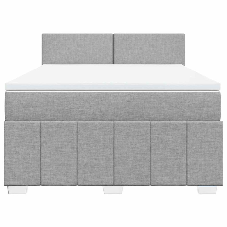 Cama box spring con colchón tela gris claro 140x200