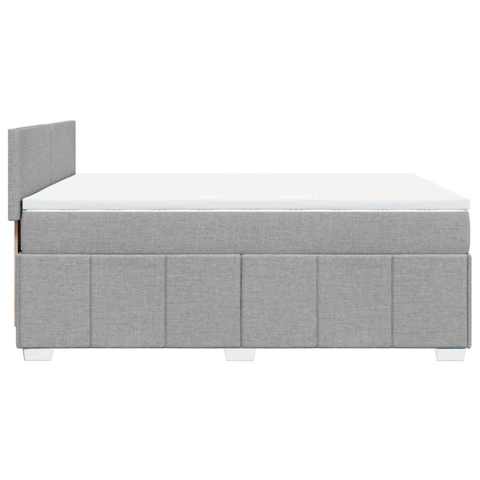 Cama box spring con colchón tela gris claro 140x200