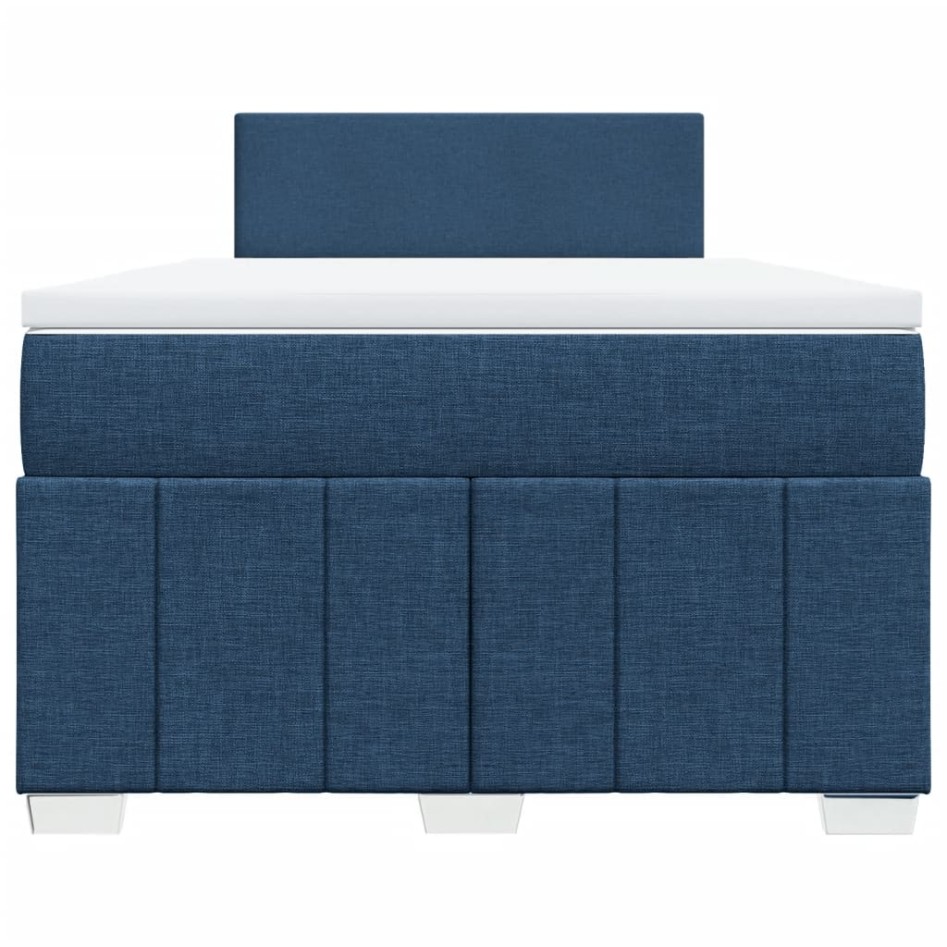 Cama box spring con colchón tela azul 120x190