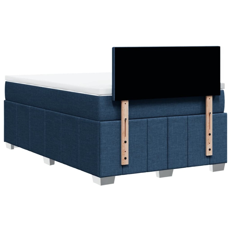 Cama box spring con colchón tela azul 120x190
