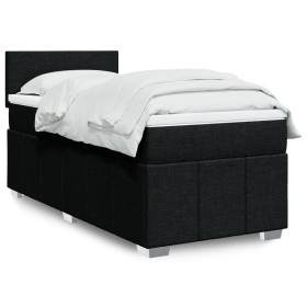 Cama box spring con colchón tela negro 100x200
