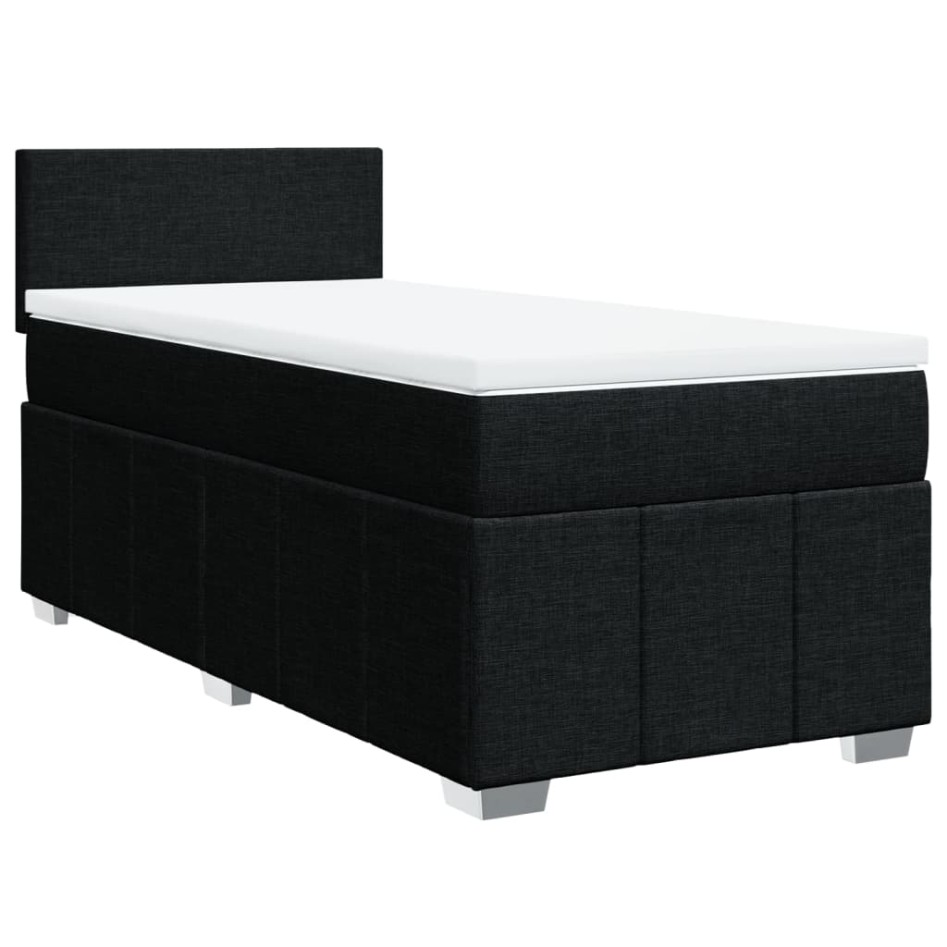 Cama box spring con colchón tela negro 100x200