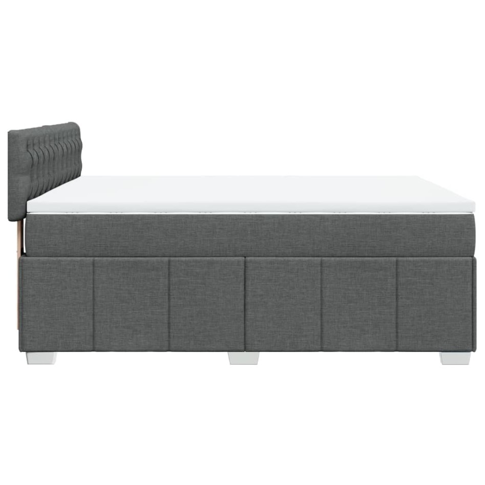 Cama box spring con colchón tela gris oscuro 140x190
