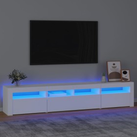 Mueble de TV con luces LED blanco 210x35x40