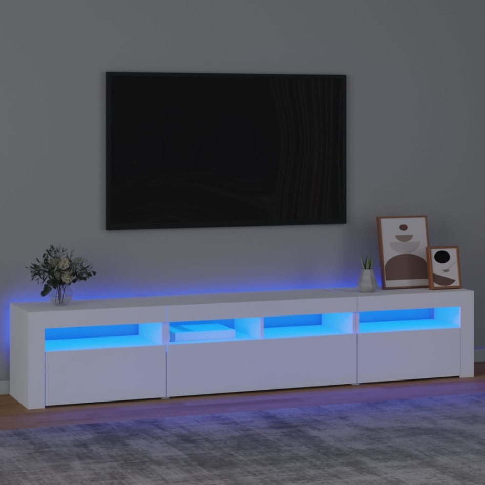 Mueble de TV con luces LED blanco 210x35x40