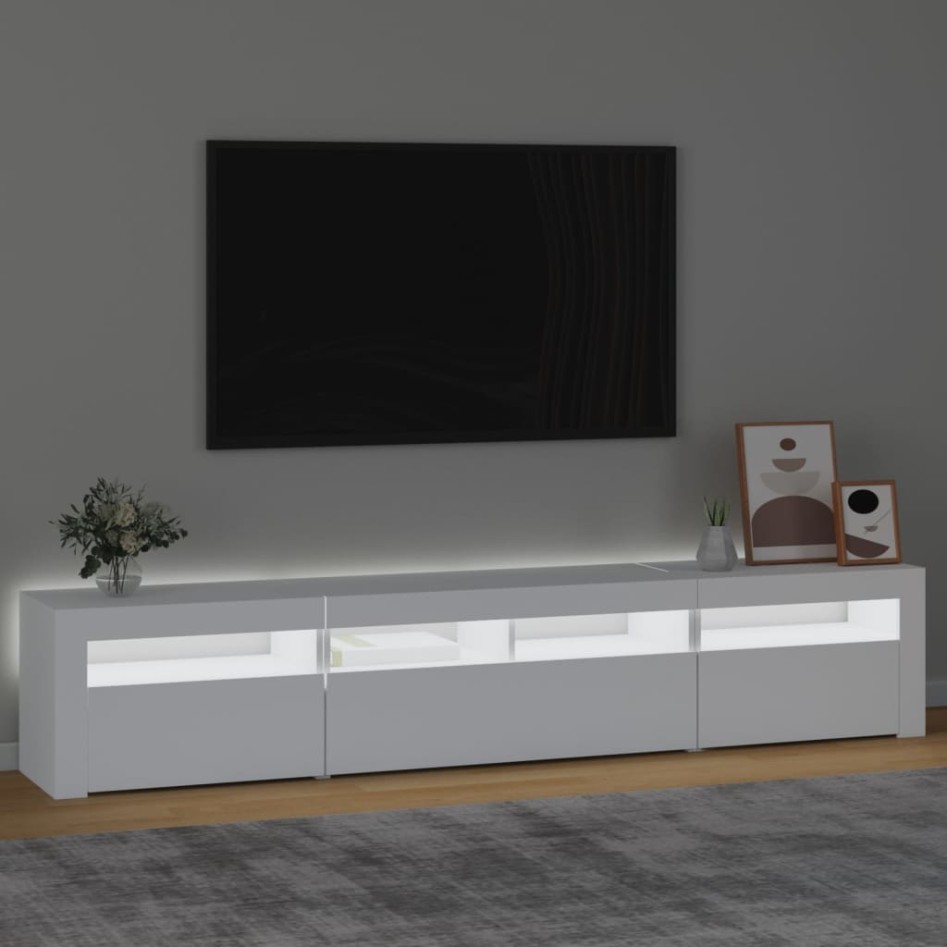Mueble de TV con luces LED blanco 210x35x40