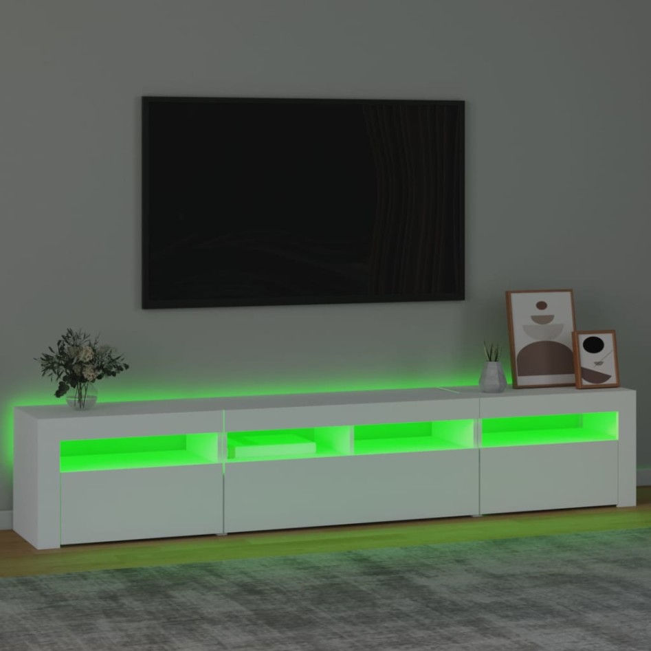 Mueble de TV con luces LED blanco 210x35x40