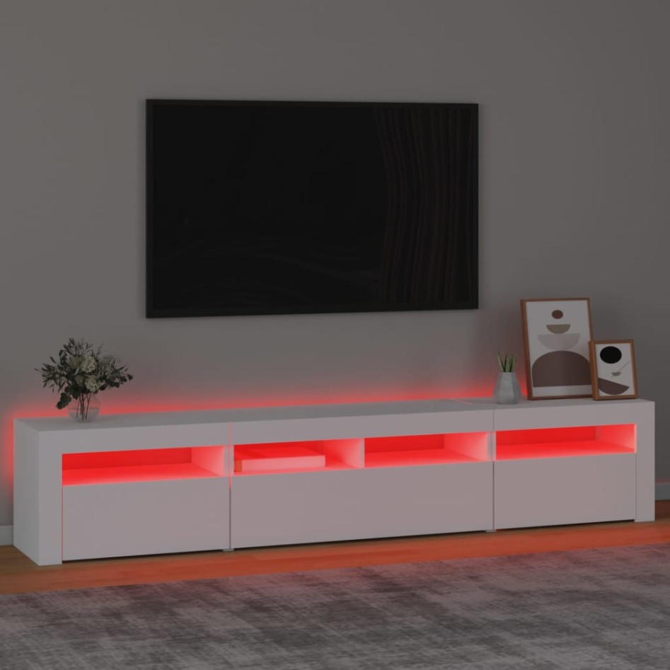 Mueble de TV con luces LED blanco 210x35x40