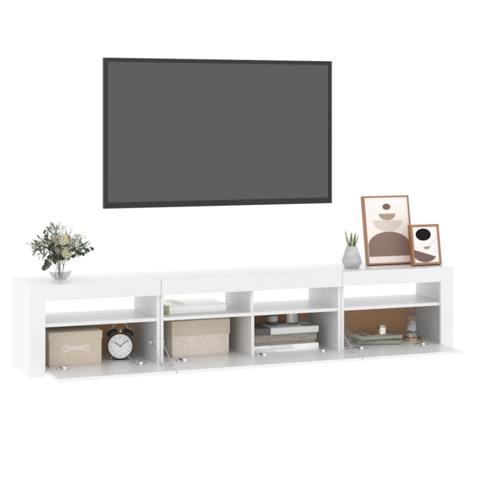 Mueble de TV con luces LED blanco 210x35x40