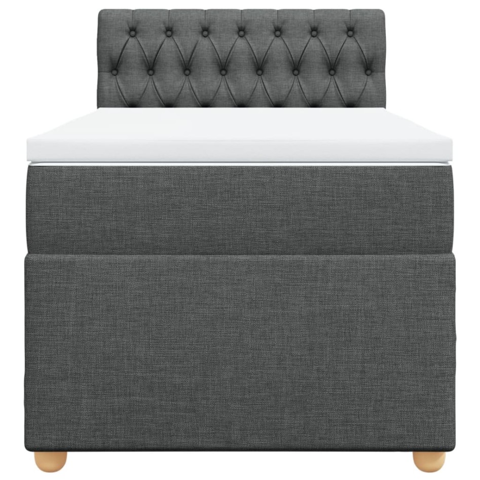 Cama box spring individual con colchón tela gris