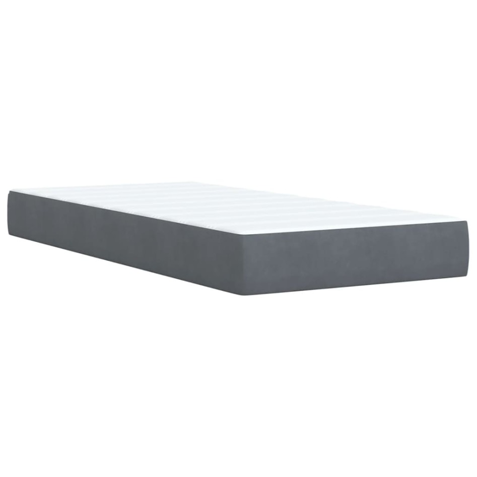 Cama box spring individual con colchón terciopelo gris