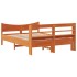 Estructura cama con cabecero madera pino marrón cera 140x190