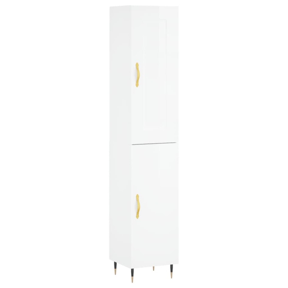 Aparador alto madera contrachapada blanco brillo 34,5x34x180