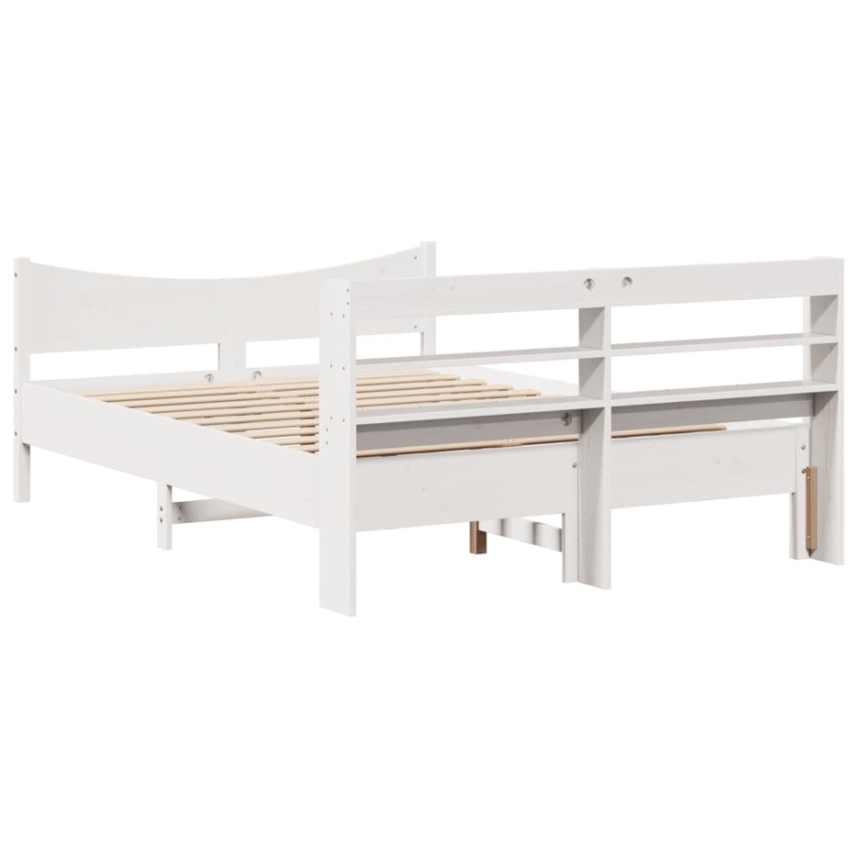Estructura de cama con cabecero madera pino blanco 160x200