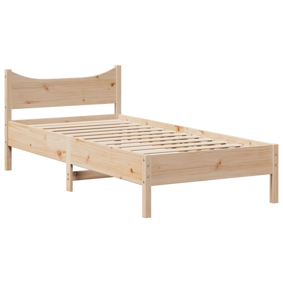 Estructura de cama con cabecero madera maciza pino 90x190