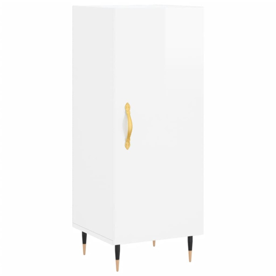 Aparador alto madera contrachapada blanco brillo 34,5x34x180