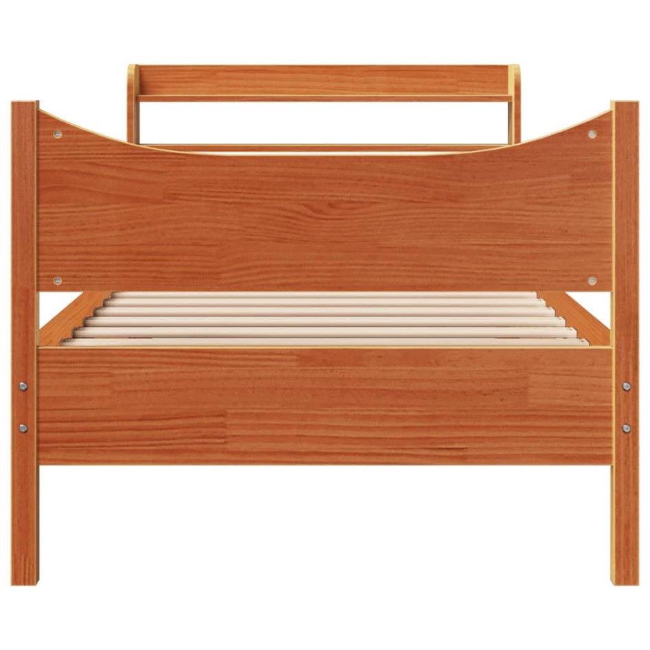 Estructura cama con cabecero madera pino marrón cera 75x190