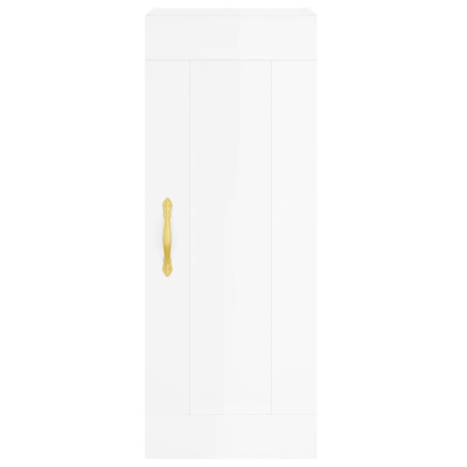 Aparador alto madera contrachapada blanco brillo 34,5x34x180