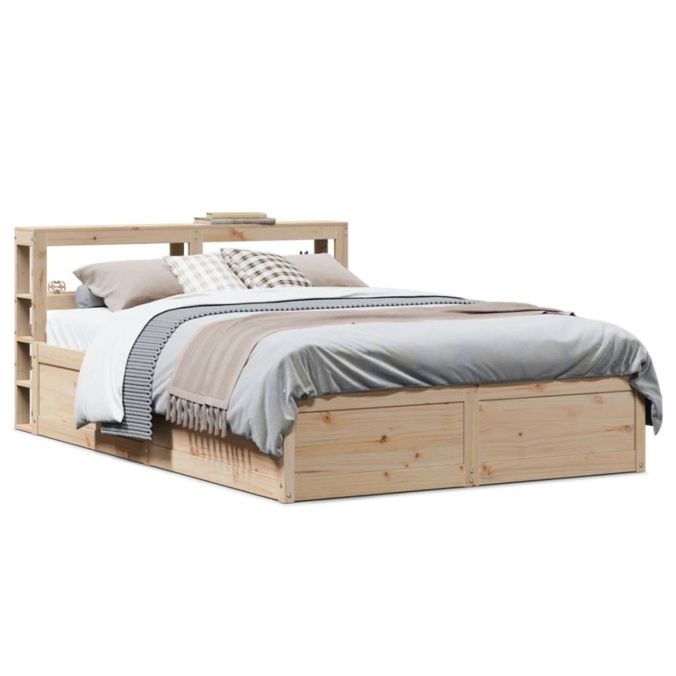 Estructura de cama con cabecero madera maciza pino 120x200