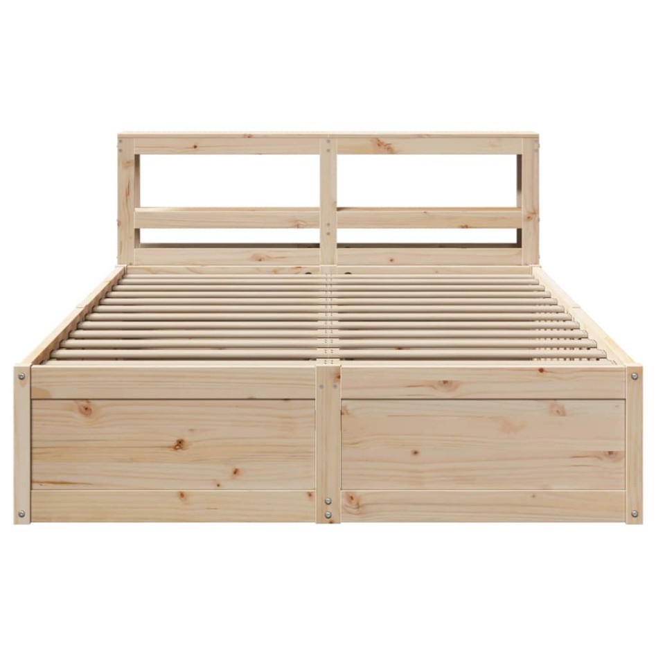 Estructura de cama con cabecero madera maciza pino 120x200